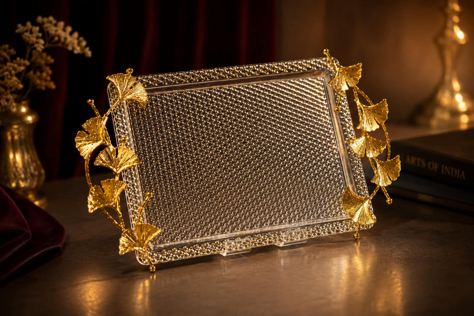 Ginkgo Gilt Serving Tray